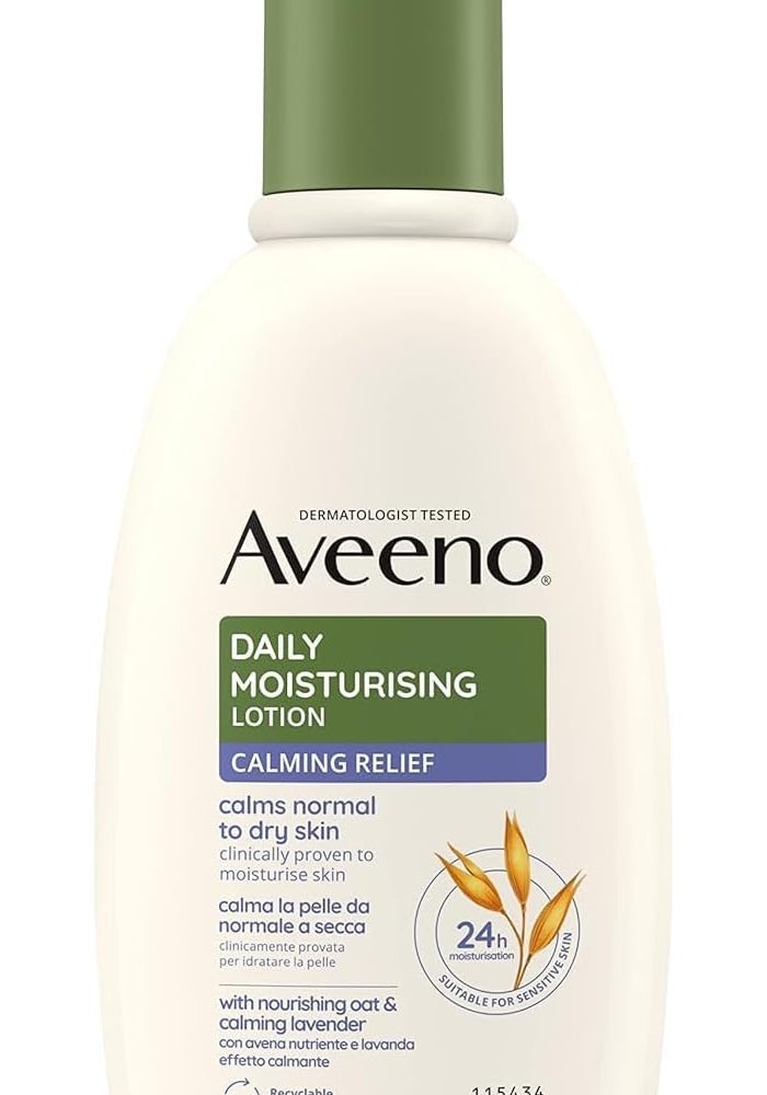 Aveeno Daily Moisturising Lotion Calming Relief 300ml - Soothing Body Lotion with Oat and Lavender - Image 1